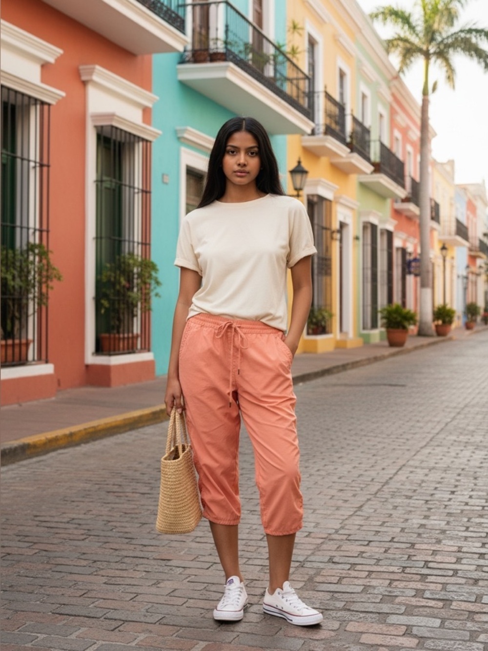 Crown & Ivy beach petite peach casual pants pm